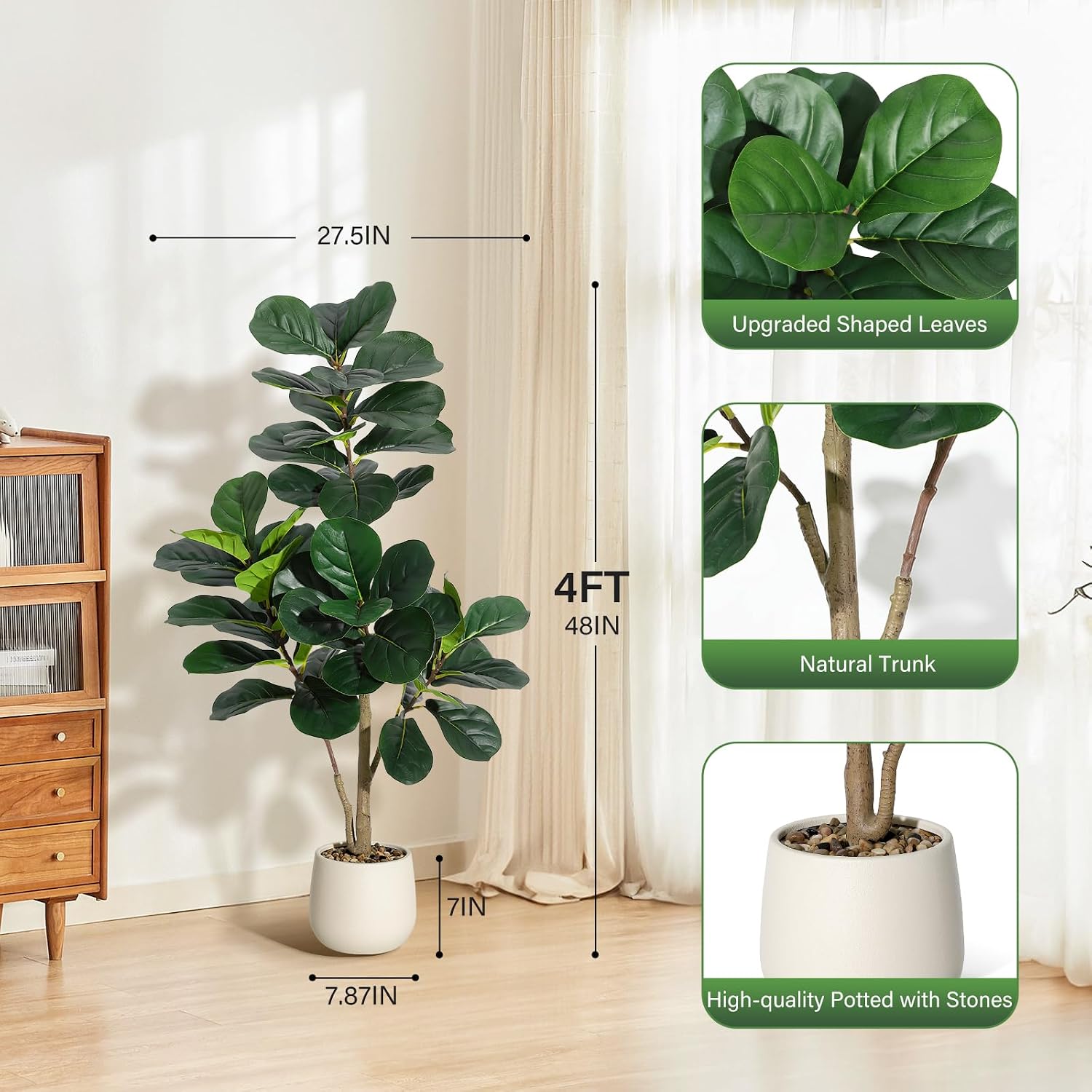 شجرة تين فيدل ليف اصطناعية بار - مراجعة Ficus Lyrata Tree وسعره